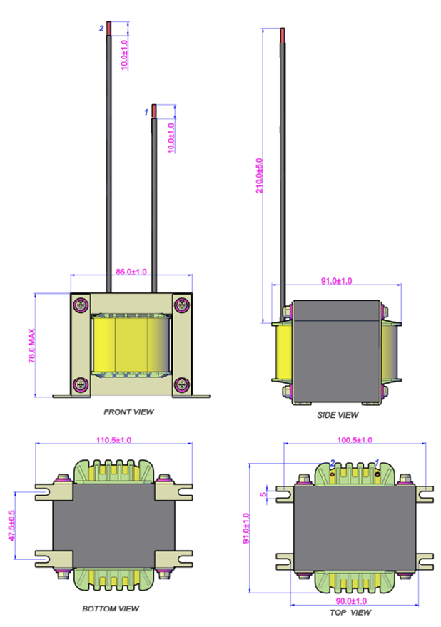 PFC Inductor EI85 50 Гц/60 Гц для зарядки аккумулятора 10 кВт 